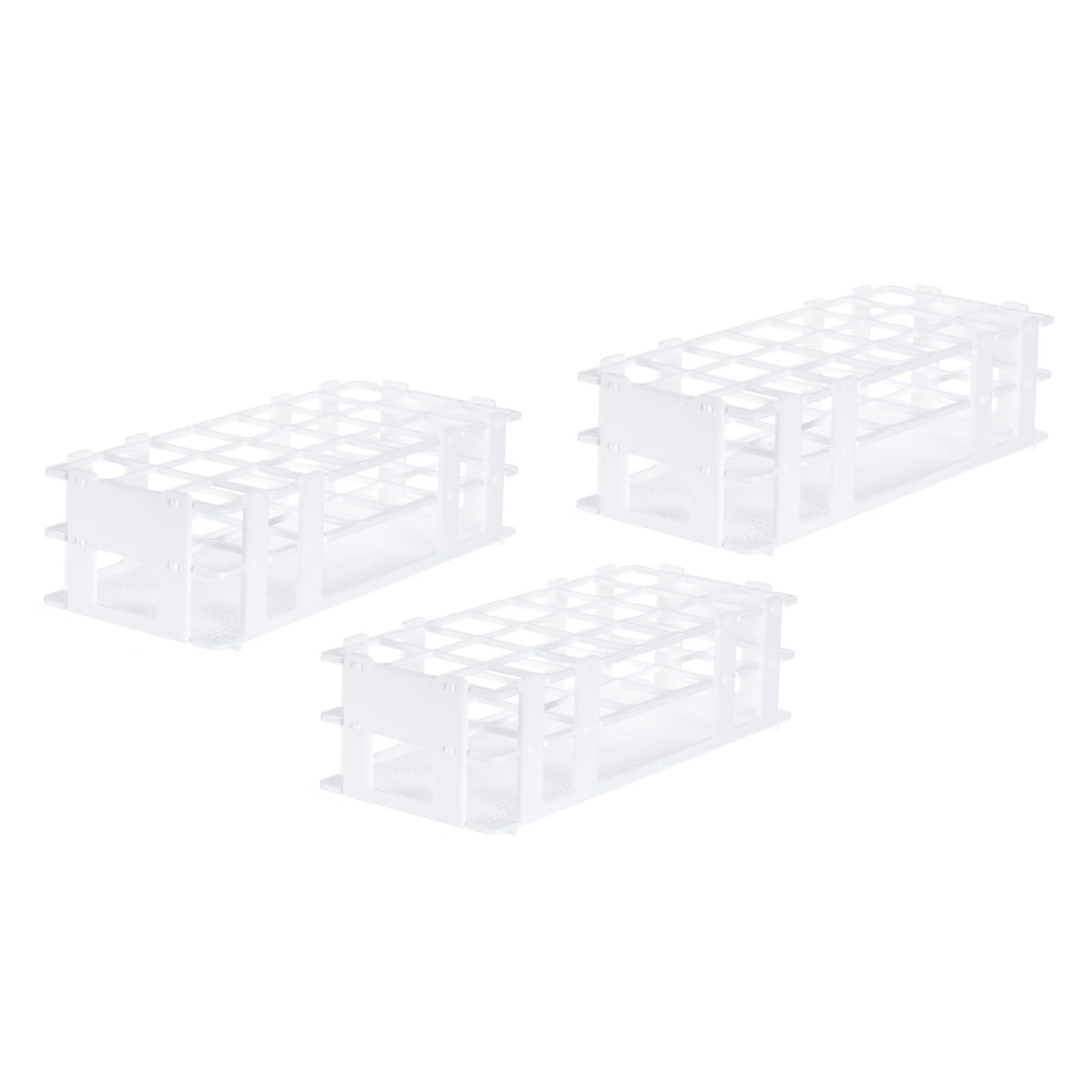 

uxcell Plastic Test Tube Rack Holder, 21-Hole, 3-Tier Lab Detachable Tube Holder for 30mm Test Tubes, White, 3-Pack