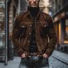 Men's Fall Corduroy Jacket Casual Button Down Trucker Coat