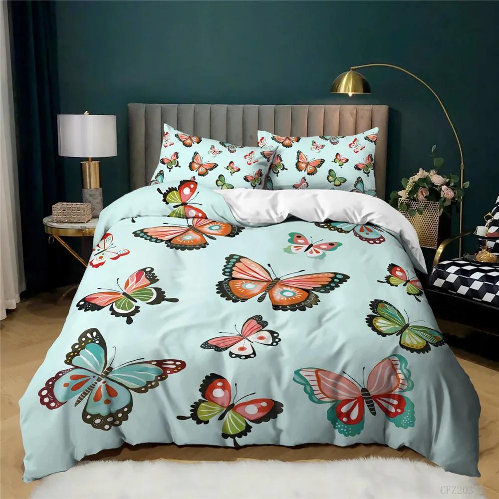 Queen Size Comforter Bedding Sets Insect Butterfly Duvet Cover Set Queen 228x228cm King Thick High Grade Home Bed Comforters 3d