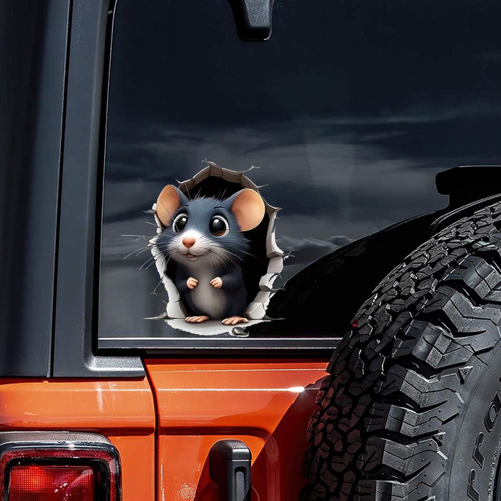 QT2048#15CM Mouse Hole Decal Sticker - Self-Adhesive Car Window, Wall & Laptop Decoration - Durable Automotive Exterior Accessories