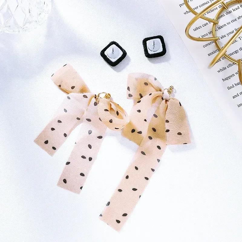 Ribbon Polka Dot Earrings New Trend Korean Fashion Ladies Pendant Earrings Jewerly Accessories for Women Elelgant Gifts