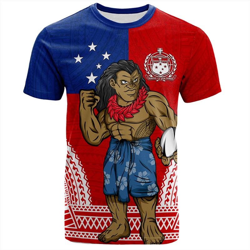 3D Printed Samoan Flag T-Shirt For Men New In Summer Short Sleeves Polynesian Tshirts Clothes Men's Oversized Tee Shirts