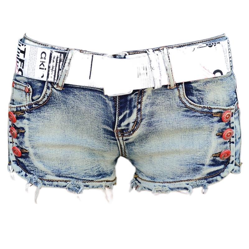 Women's Low-Rise Butt-Lifting Denim Shorts - Slimming, Stretchy, Button-Up Bodycon Hot Pants for Spring, Summer, Autumn 2024.