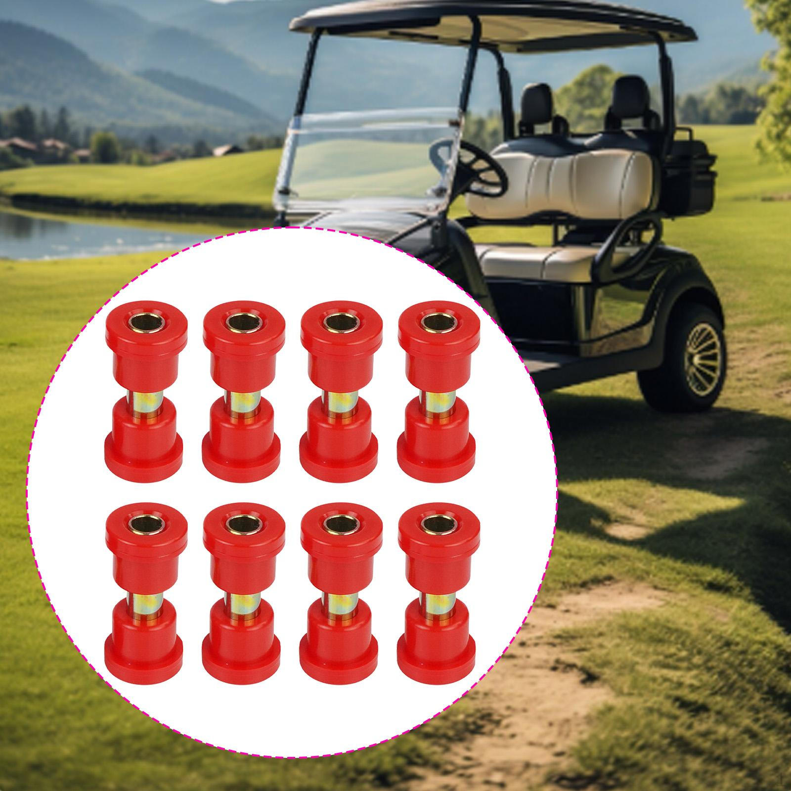 

8 Pieces Front & Rear Leaf Spring Bushing Kit Golfcart Suspension Replace Parts Replacement Sturdy червоний