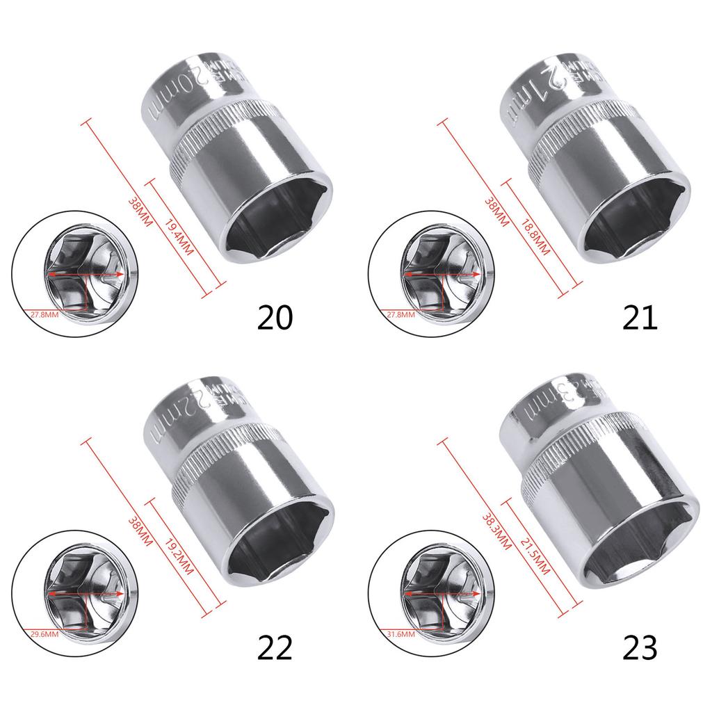 Hex Short Socket Head 1/2 Inch Drive Anti-rust Ratchet Wrench Sockets 8-36mm Hexagonal Socket for Car Repair Hand Tools