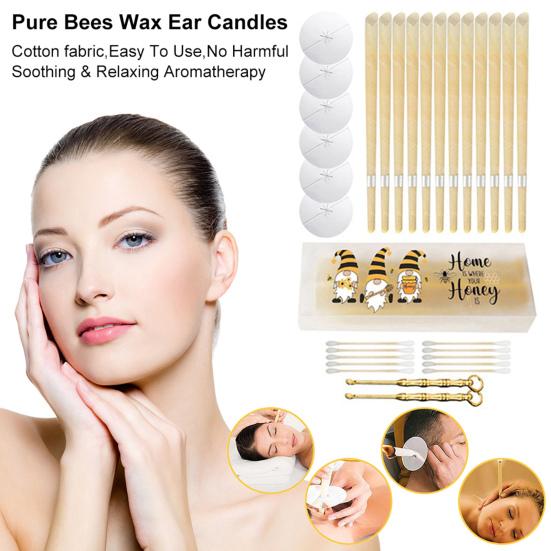 Yousheng 12/22/32Pcs Ear Wax Remover Cleaning Kit Spoon Earwax Cleaning Tool with Cotton Swabs Beeswax Anti-Slip Spiral Design Effective Ear Cleaning