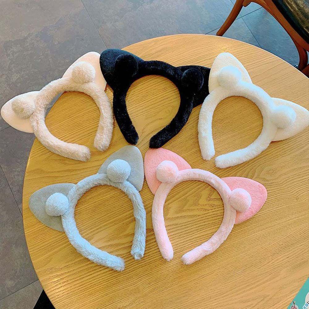 

Мультяшные кошачьи уши макияж умывание лица кошачьи уши обручи для волос корейский стиль плюшевые повязки на голову белый