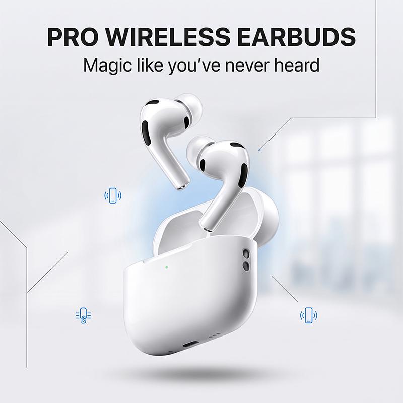 Air Pro 3 TWS Wireless Earbuds Perfect Fit 4 Sizes Silicone Tips Up To 6H Per Charge Clear Sound Noise Isolation In-ear Headphones