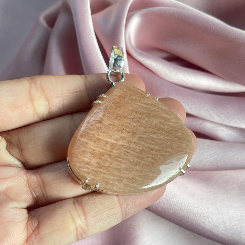Orange Aventurine Pendant With Silver Chain Necklace 925 Sterling Silver Pendant