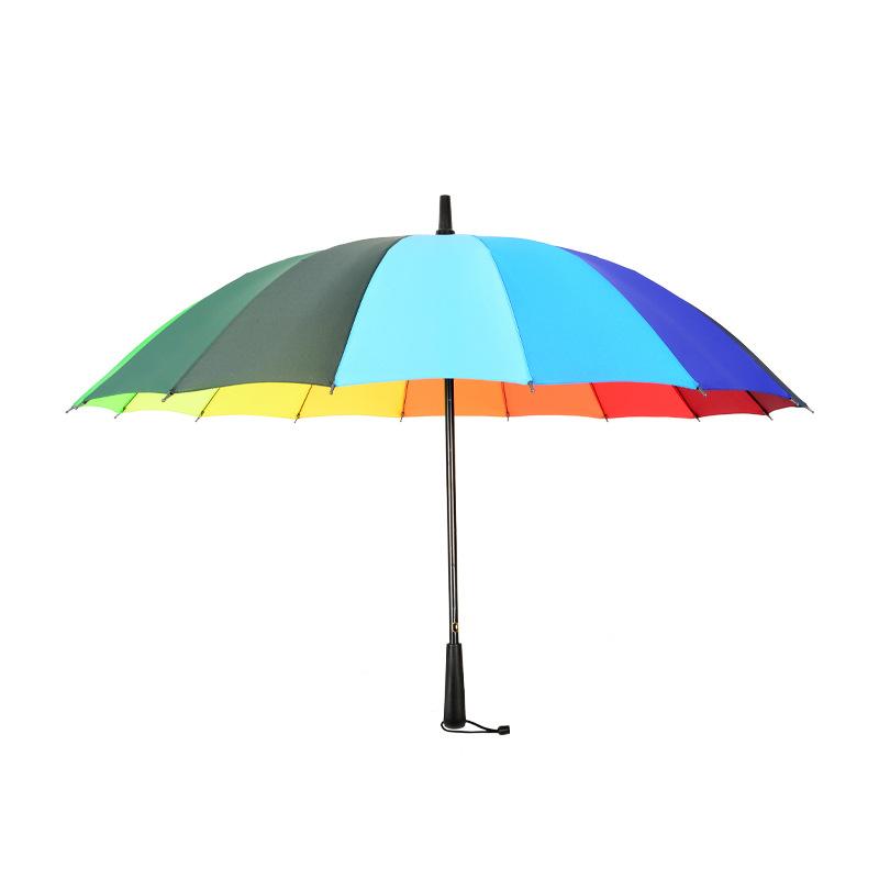 Straight handle children's umbrella windproof enlarged rainbow umbrella brush umbrella 16 bone long handle automatic straight rod umbrella