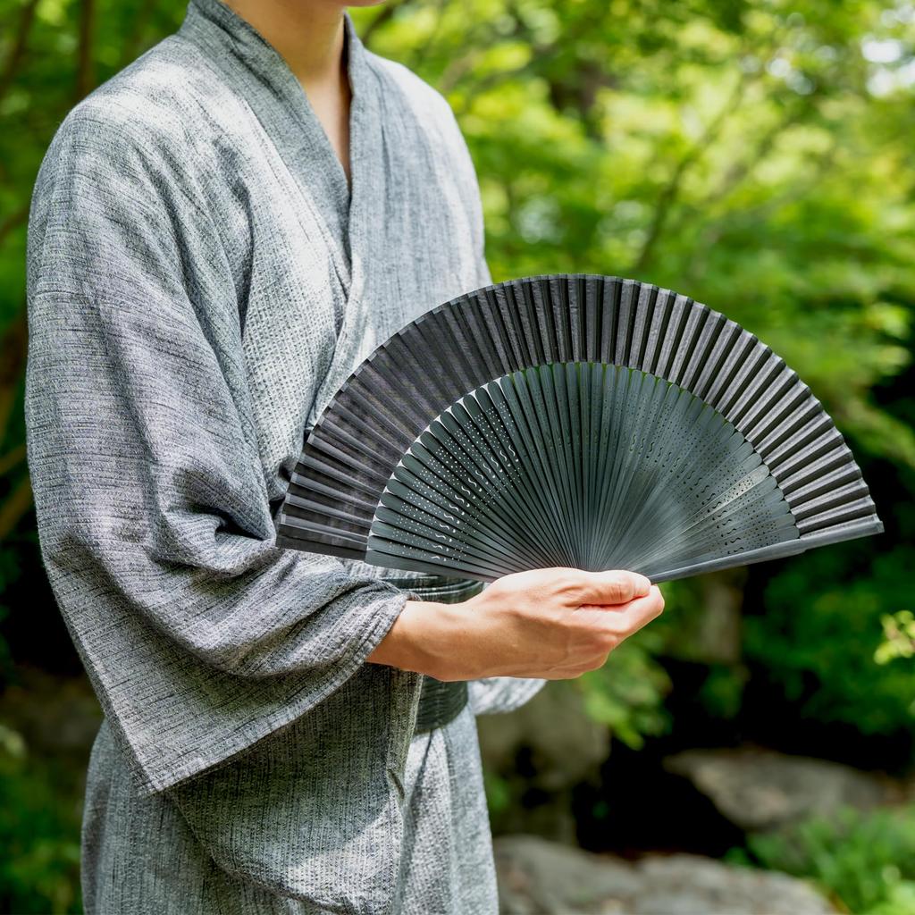 Plain Folding Fan Pure [06 Black]