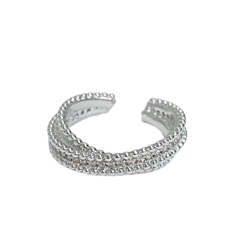 Bead Edge Diamond Stacked Open Ring Simple Niche Design High Sense Fashion Light Luxury Ring