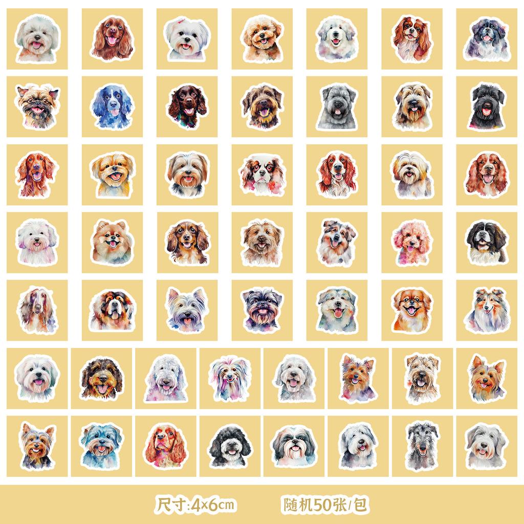 50 Cartoon Dog Graffiti Stickers Ins Style Children's Cute Hand Account Stickers Water Cup Mobile Phone Waterproof Creative Stickers