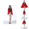 Stunning Women Christmas Red Velvet Santa Claus Cloak Cape Hooded Xmas Cosplay Costume