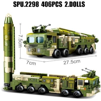 105596 406pcs Military Df-21d Medium Range Anti-ship Ballistic Missile Truck 2 Soldier Army Weapon Boy Building Blocks Toy