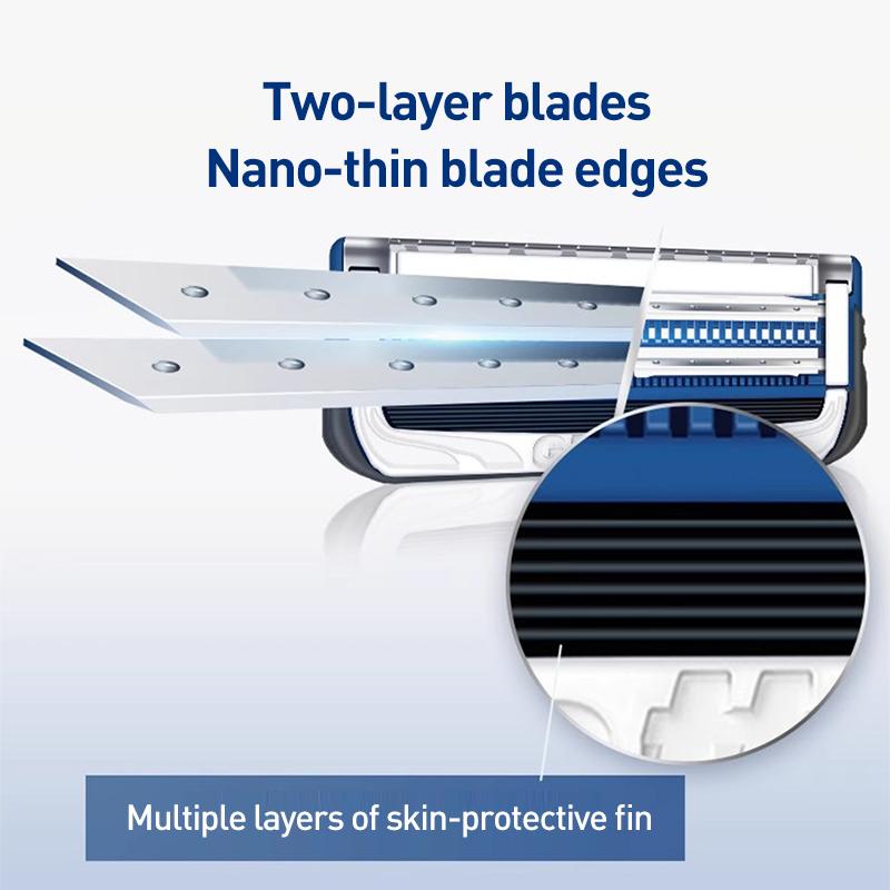 Gillette SKIN Cloud-Sensitive Razor  1 Handle + 2 Blade Heads + 1 Magnetic Base ( Lubricating Strip)