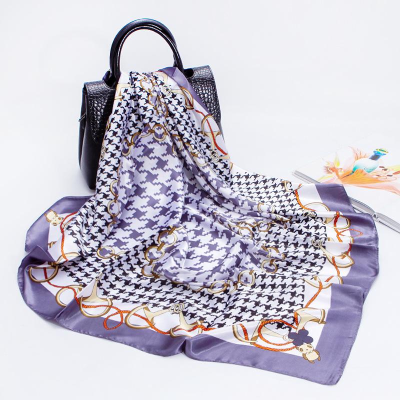 

Высококачественные роскошные шелковые шарфы, повязка на голову, шарфы, шейный шарф для женщин, шелковый шарф с цепочкой, женская декоративная шаль 90*90cm