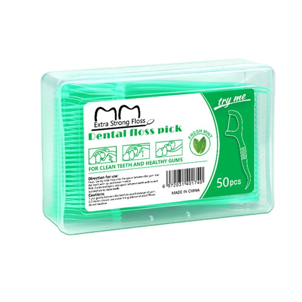 Portable Dental Floss Stick 50 Sticks/Box Teeth Cleaning Tool Fruit Flavored Floss  Oral Care