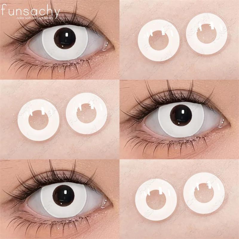 FUNSACHY 1 Pair Fashion Colored Contact Lenses for Cosplay Green Pink Anime Cosplay Lens Beauty Halloween Makeup Eye Soft Lens