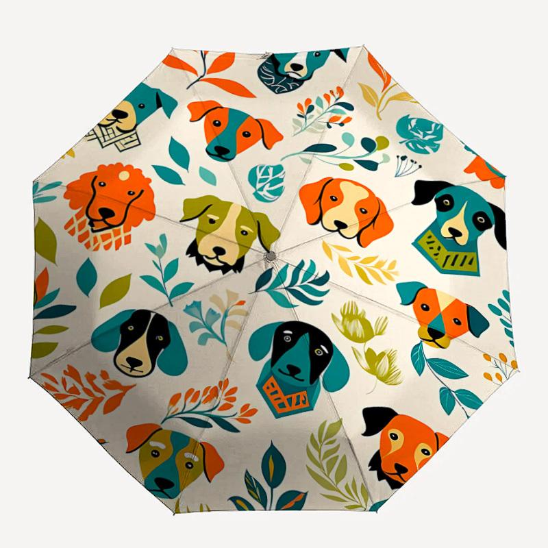 1pc Dogs Floral Automatic Open/Close Umbrella with One Touch Button,, Windproof Design   Lightweight Portable Umbrella for Women & Men6053