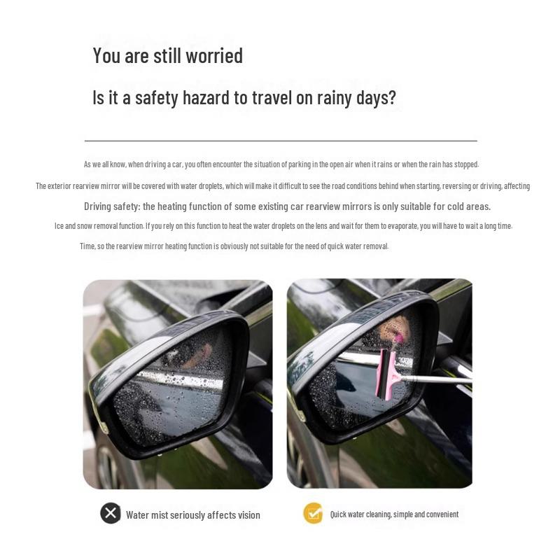 Car Rearview Mirror Wiper - Retractable Rainy Day Windshield Cleaning Brush