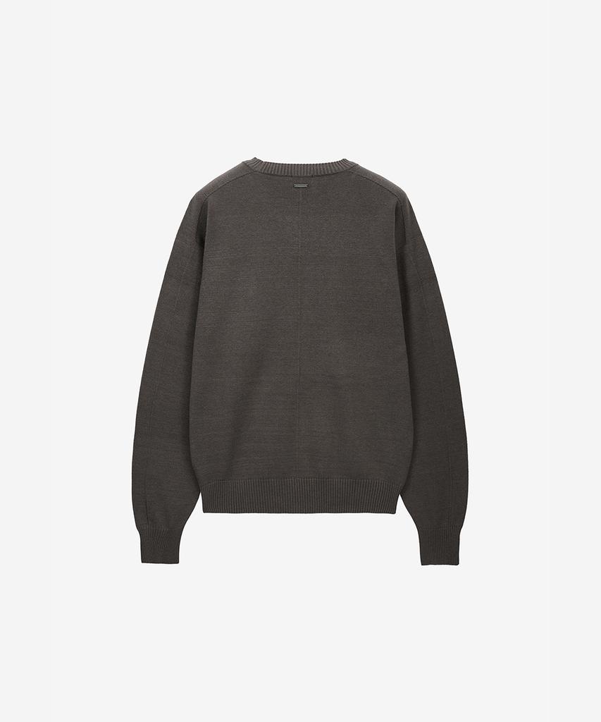 ZIOSONGZIO Semblance Whole Garment Crew Neck Knit Ash Brown Zi2Kt806Aw