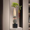 Slender Vertical Ceramic Vase Ornament for Living Room or Foyer