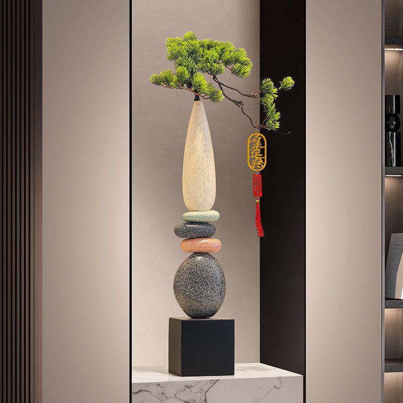 Slender Vertical Ceramic Vase Ornament for Living Room or Foyer