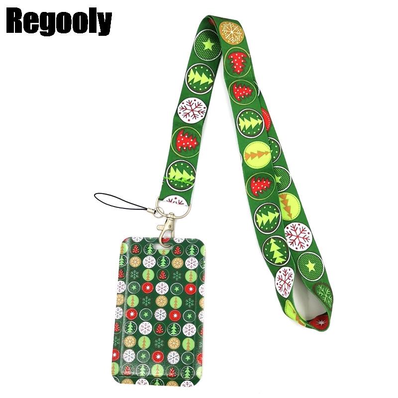 Christmas Art Cartoon Anime Fashion Lanyards Bus ID Name Work Card Holder Accessories Decorations Kids Gifts