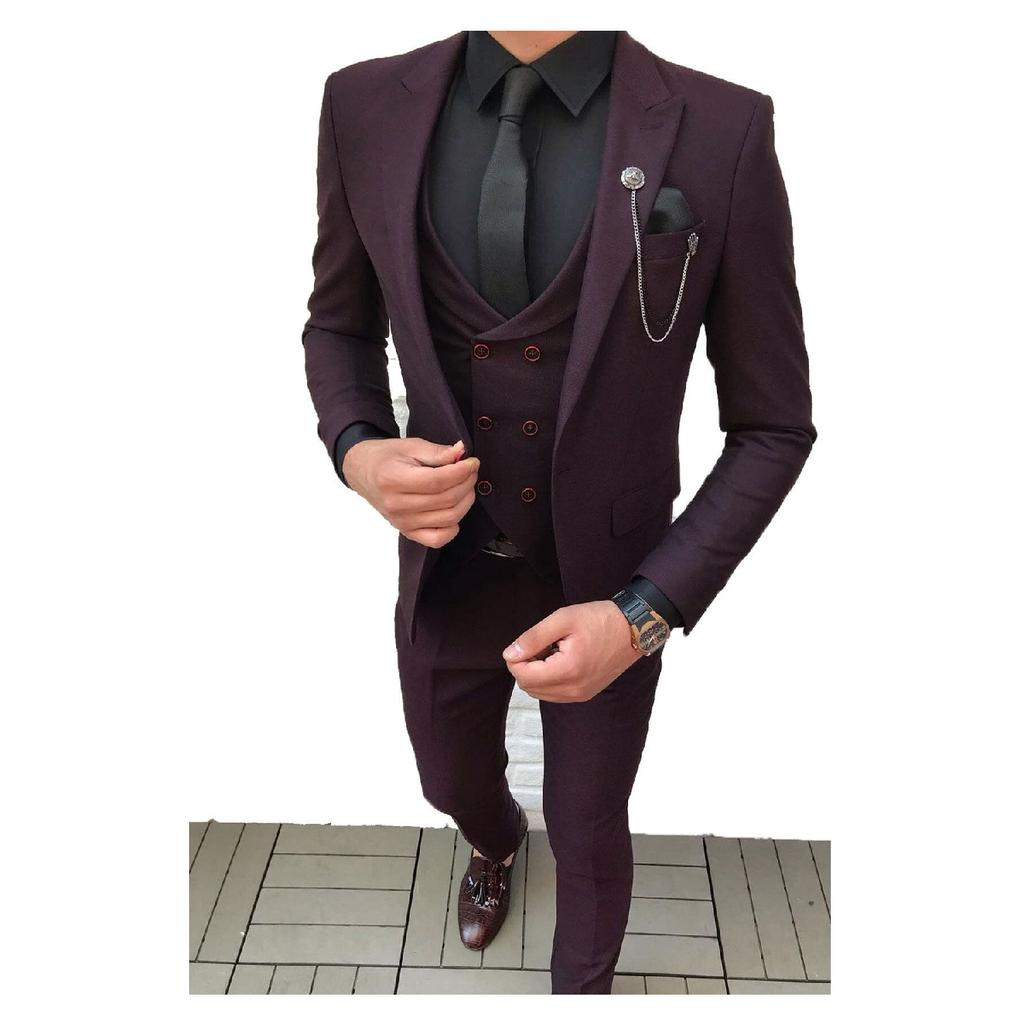 Men's Slim-fit Vest Suit (collar Ornament And Tie Gift)