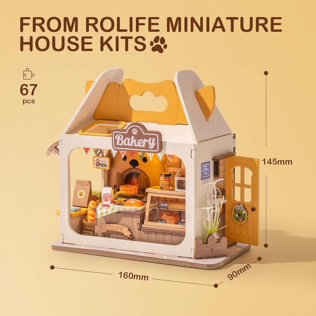 Rolife Food Box Shop Rolife Miniature Doll House DIY Miniature House Kit Diorama House Building Set with LED Room