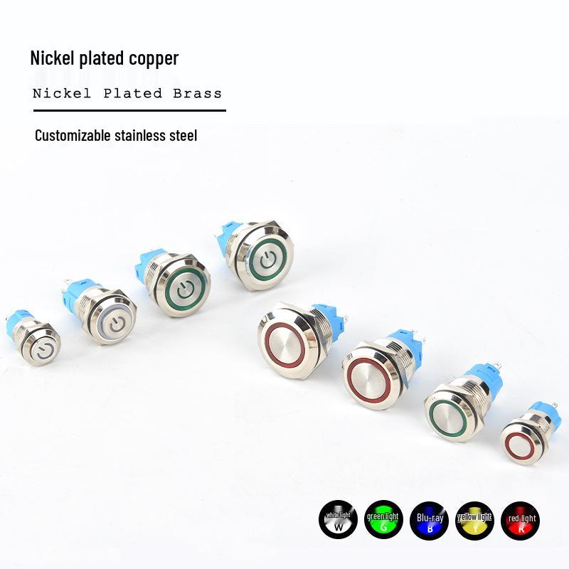 LED Ring Metal Push Button Switch: 12mm, 16mm, 19mm, 22mm - Momentary & Latching Options
