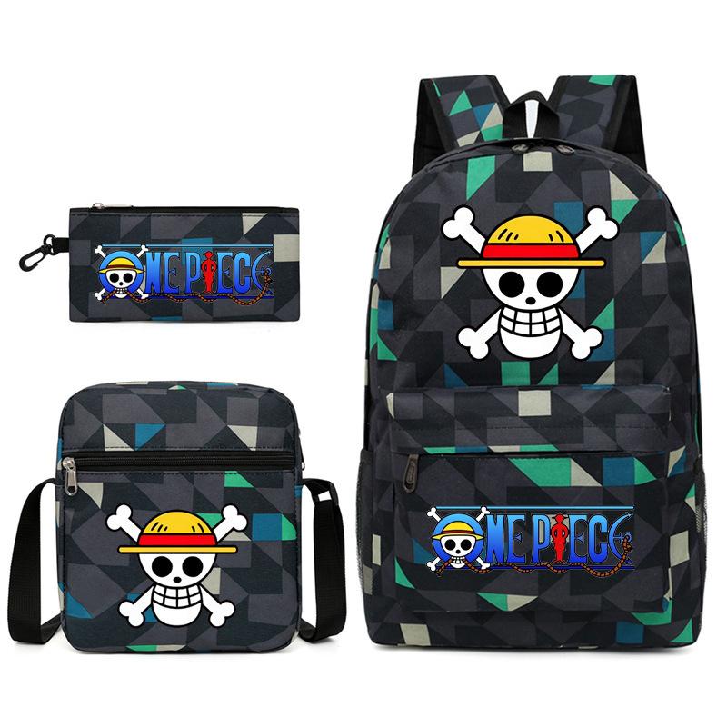 One Piece Large-capacity Student Backpack Three-piece Set 7526