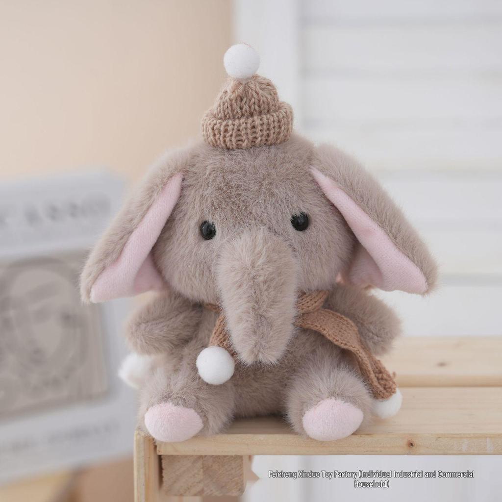 Cute Elephant Plush Keychain - Cartoon Couple Bag Pendant Fun Decoration