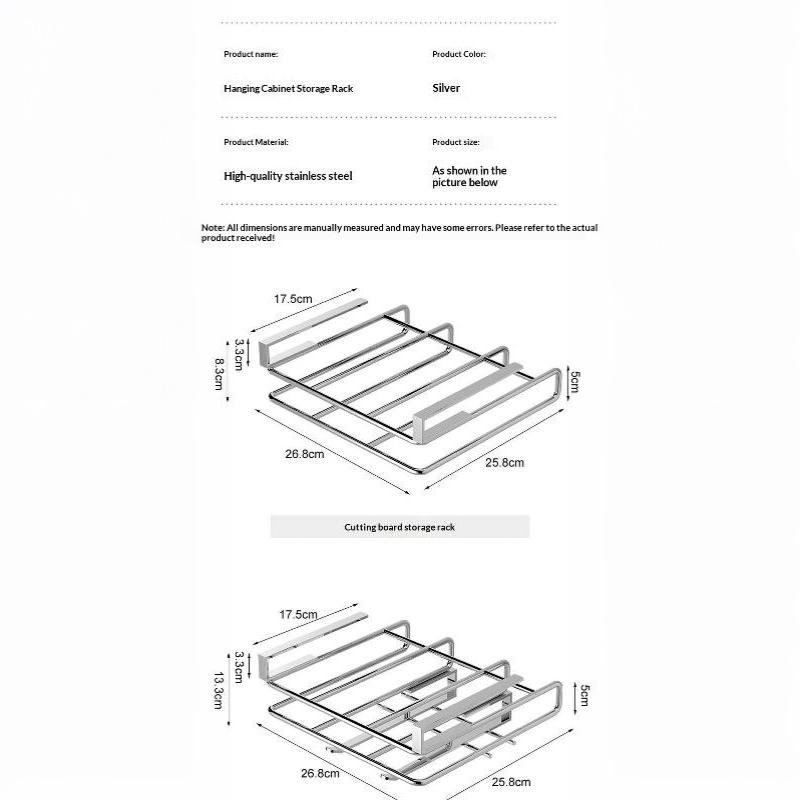 Under Cabinet Cutting Board Organizer Holder Kitchen Hanging Chopping Board Pot Lid Kitchenware Storage Rack Stainless Steel
