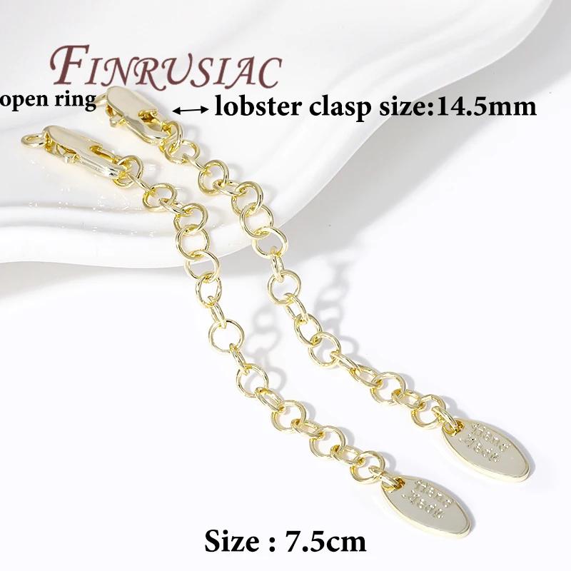 18K Gold Plated Extension Extender Tail Chains with Lobster Clasps For Jewelry Making,Connectors For Bracelets Accessories DIY