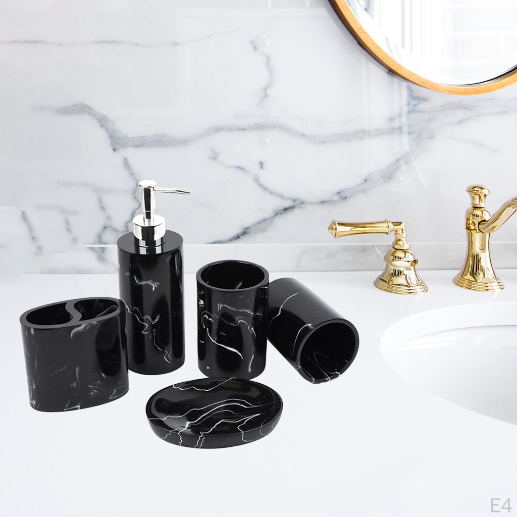 Bathroom Supplies Accessory Set 5-Piece Toothbrush Holder Dispenser