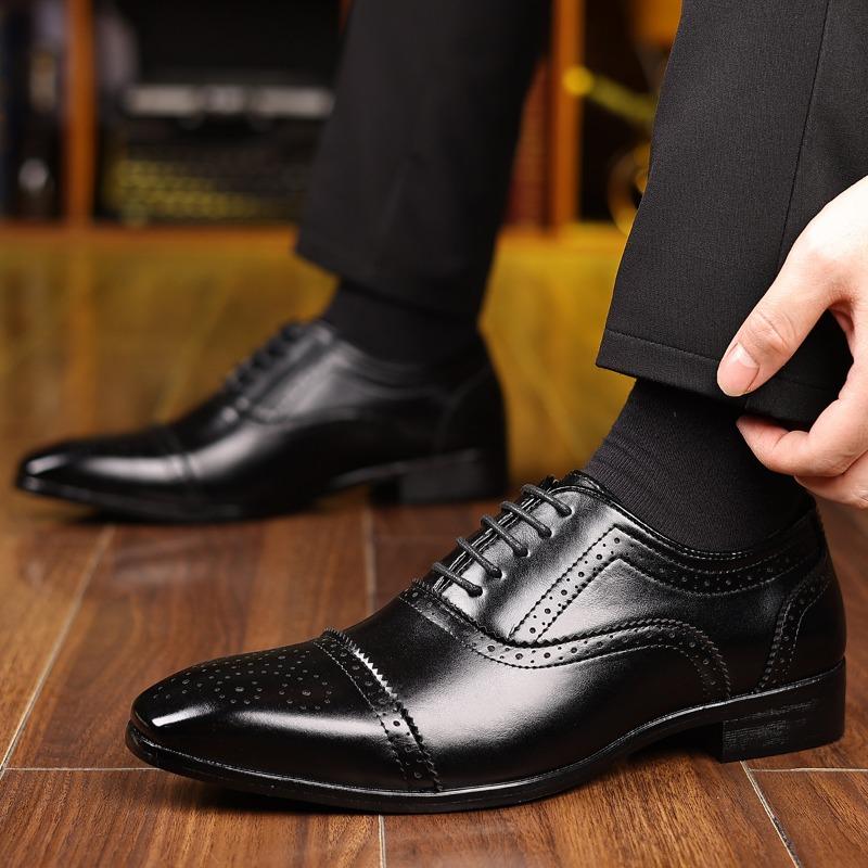 Oxford Shoes Luxury Formal Shoes for Men Handcrafted Carving Brogue Shoes Luxury Man Wedding Shoe Business Office Leather Oxford