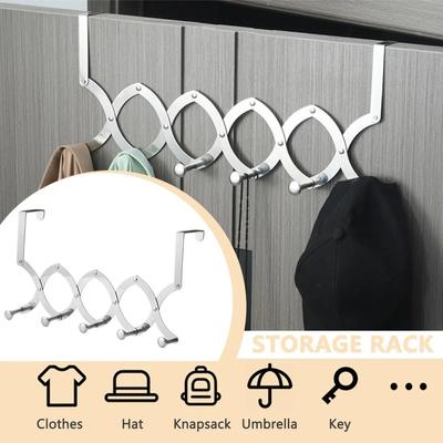 Ausziehbarer Haken hinter der Tür, Edelstahlgestell mit 4/5/6 Haken, robuster Kleiderbügel für Handtücher, Mäntel, Taschen, Hüte, 1 Packung