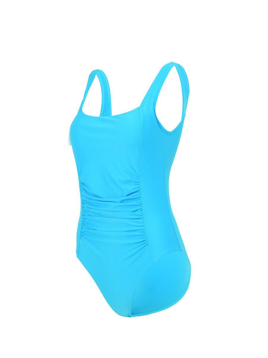 

Слитный купальник больших размеров в европейском и американском стиле — консервативный стиль для женщин L светло-синий