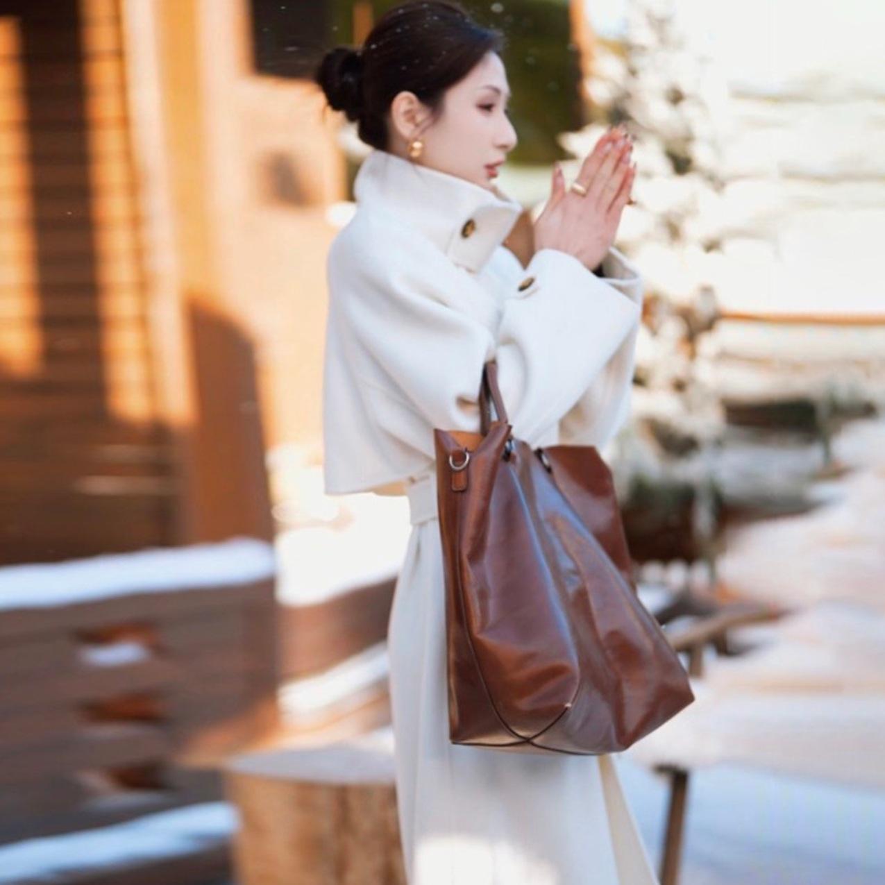 Women s Mid-Length Double-Sided Cashmere Wool Coat - Black, Stand Collar, New Style 2325 Shipping insured