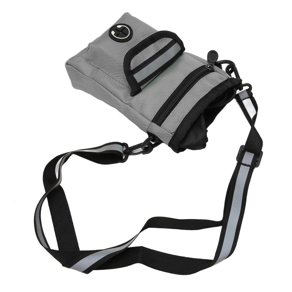 Dog Treat Pouch with Poop Bag Holder Large Capacity Hands Free Pet Training Snack Bag with Adjustable Waist Belt Grey
