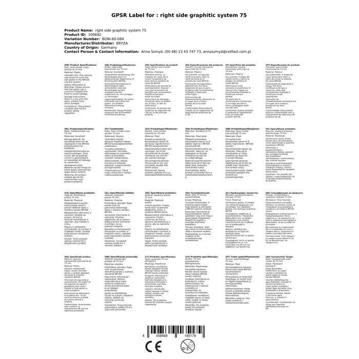 Right Gutter End Cap Graphite System 75