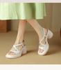 Huge Exquisite~ Huge Easy To Wear~ High-End Pearlescent Thick Heels High Heels Fashionable Cross-Strap Open-Toed Women'S Sandals