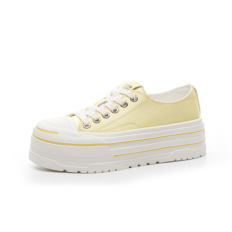 Platform white shoes women's 2025 summer new student casual fashion versatile low-top platform heightening canvas shoes women's shoes