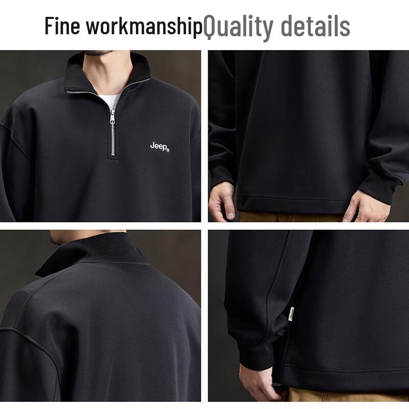 Jeep Men's Casual Half-Button Polo Sweatshirt