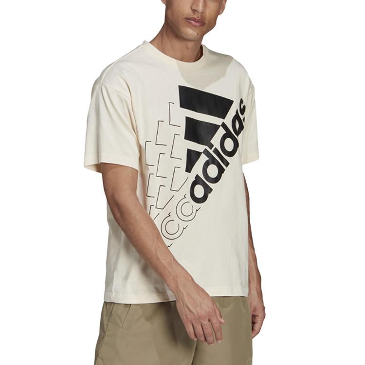 Adidas Logo Print Short Sleeve T-Shirt Unisex Tops Yellow White H14667