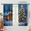 Set Of 2 Flat Printing Drapes Day Christmas House View Polyester Without Electricity Birthday Party Use Room Bedroom Wall Curtain For Master Made