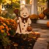 Metal Ghost Garden Accents Halloween Cute Ground Stakes, Yard Art Sculpture with Pumpkin/Broomstick Elements for Outdoor Ghostly Lawn Stakes And Patio