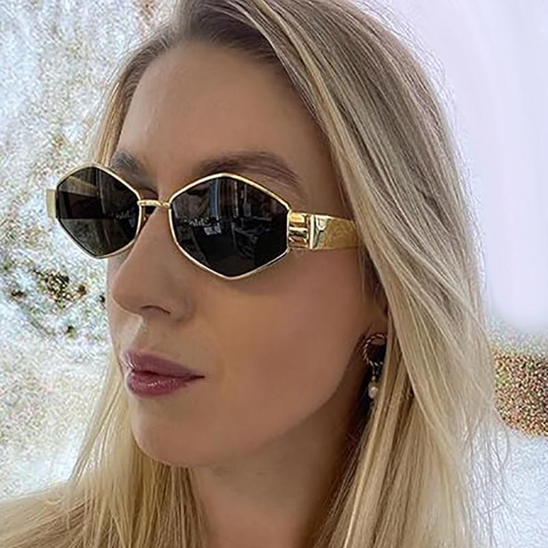 Small Metal Frame Polygonal Women's Sunglasses Fashion Punk Rhombus Sun Glasses for Men Eyewear Trendy